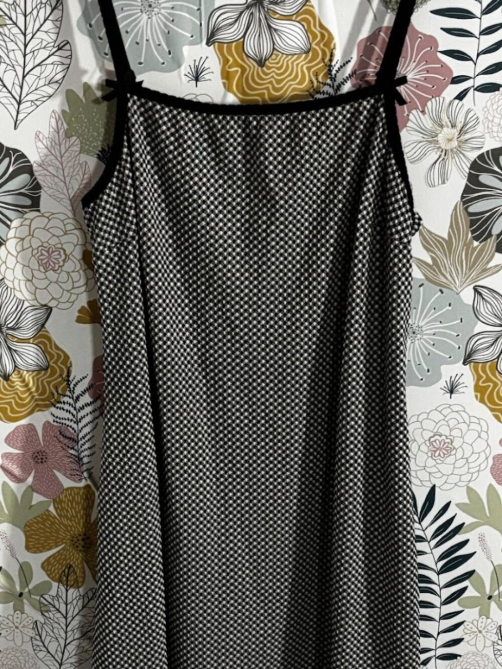 Wild Fable Black & White Check Dress Sleeveless A-Line Adjustable Straps Size L